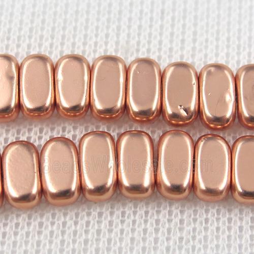 Hematite beads, oval, rose gold