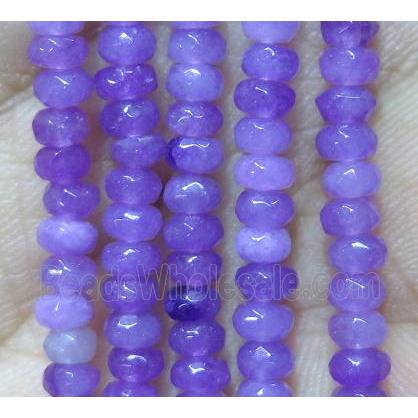 lavender Jade bead, faceted rondelle, dye