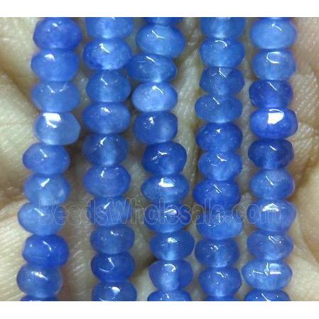 blue Jade bead, faceted rondelle, dye