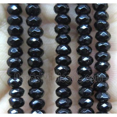 black Jade bead, faceted rondelle, dye