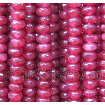 jade beads, faceted rondelle, red