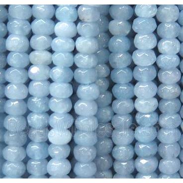 jade beads, faceted rondelle, lt.blue
