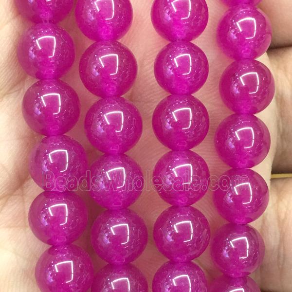 hotpink Malaysia Jade beads, round