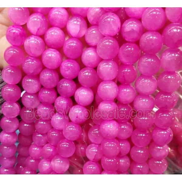 hotpink jade beads, round, stabile