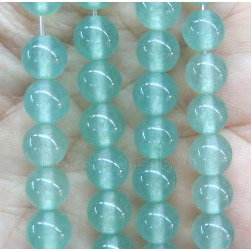 round jade stone beads, dye, green