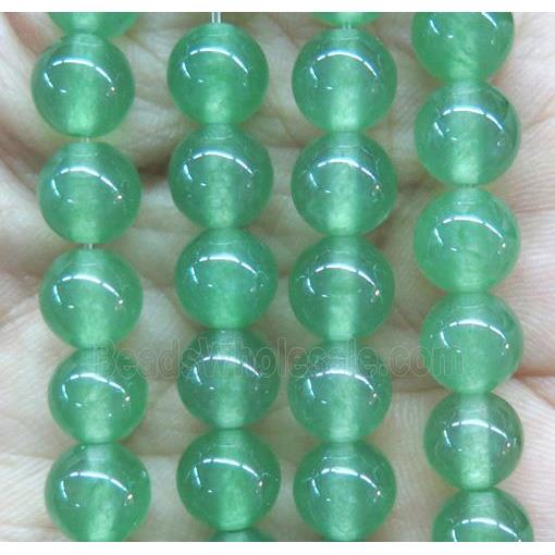 round jade stone beads, dye, green