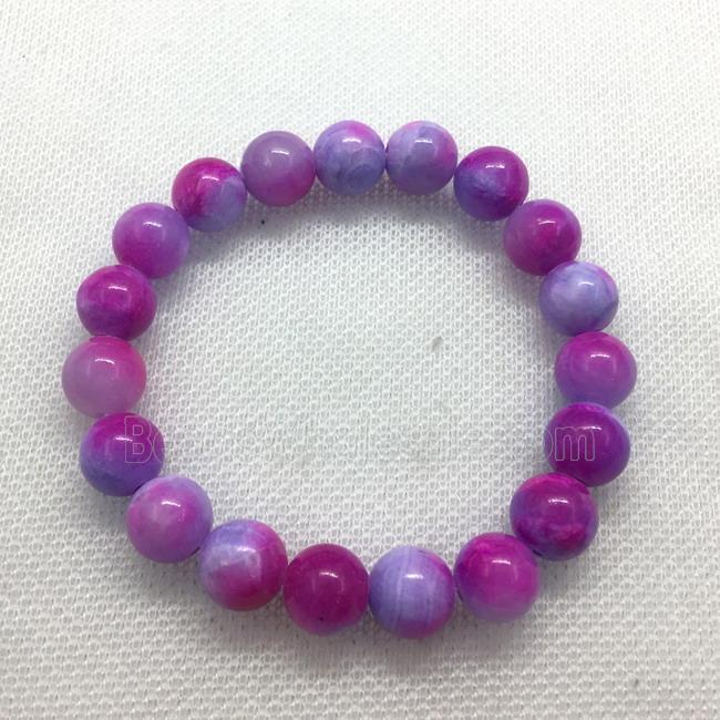 Stretch Jade bracelet, round, dye