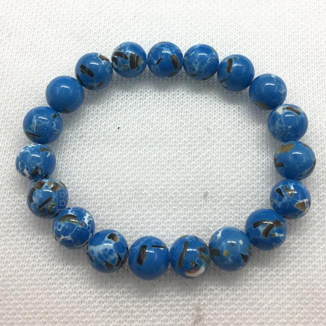 Stretch Jade bracelet, round, dye