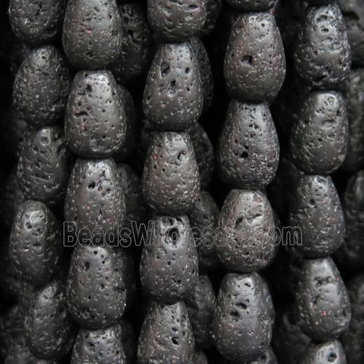 black Lava Stone beads, teardrop