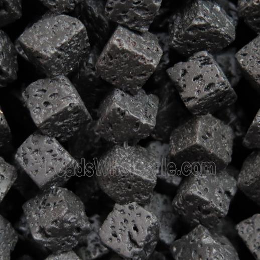 black Lava Stone beads, cube