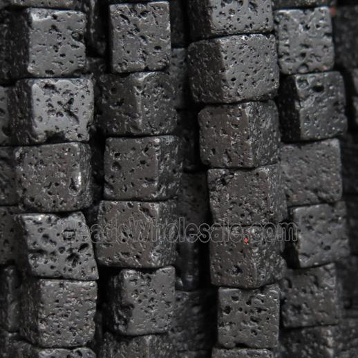 black Lava Stone beads, cube