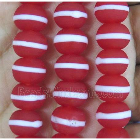 Red Lampwork Glass Rondelle Beads Matte