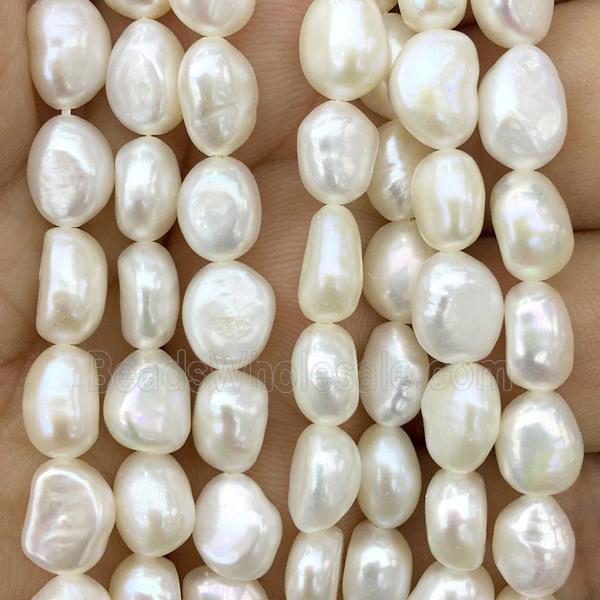 white Freshwater Pearl beads, freeform