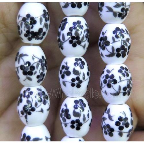 Porcelain barrel beads