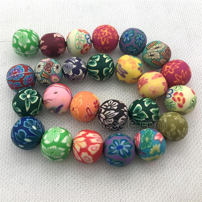 round Polymer Clay Fimo Beads with painted, mix color