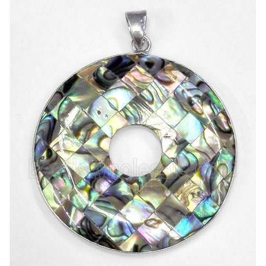 Paua Abalone shell pendant, rondelle