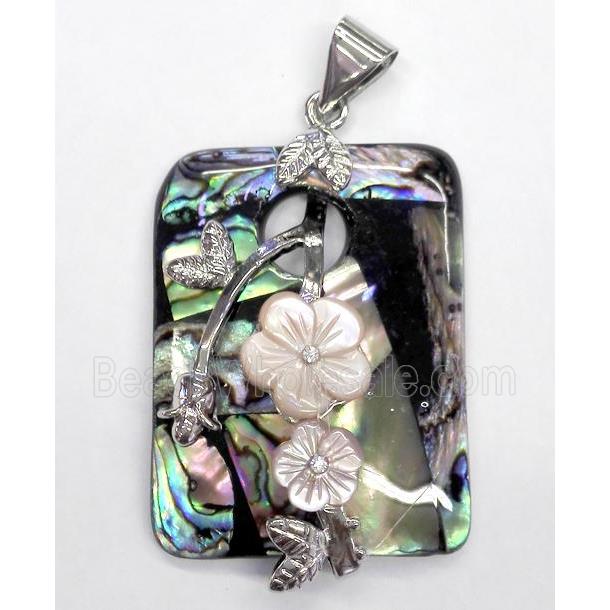 Paua Abalone shell pendant, rectangle