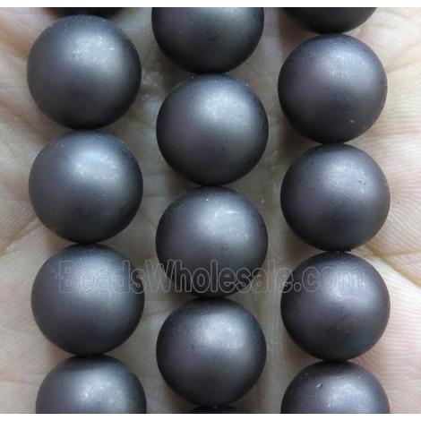 round matte pearlized shell beads, chocolate