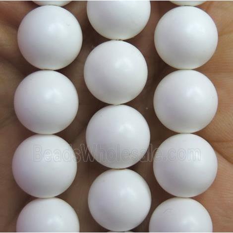 matte round white pearlized shell beads