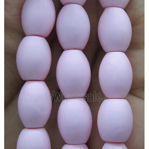 lt.purple matte pearlized shell beads, barrel