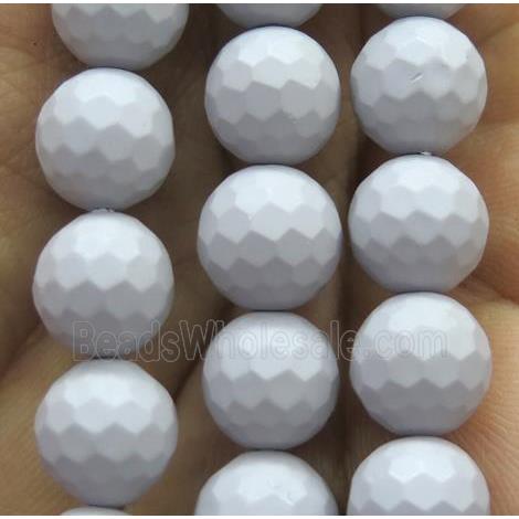 matte pearlized shell bead, faceted round