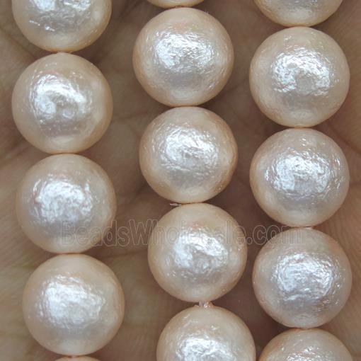 round Pearlized Shell Beads, rough