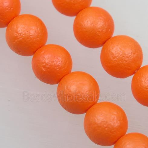 round matte nacarat pearlized shell beads