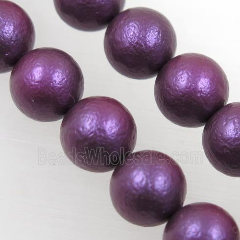 round matte purple pearlized shell beads