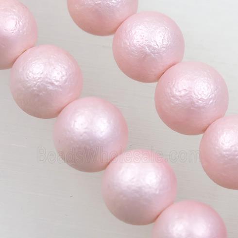 round matte lt.pink pearlized shell beads
