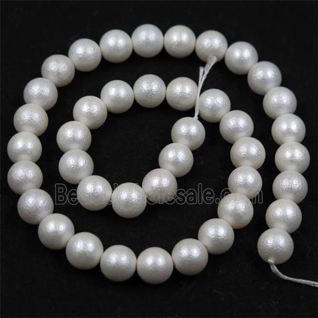 round matte white pearlized shell beads