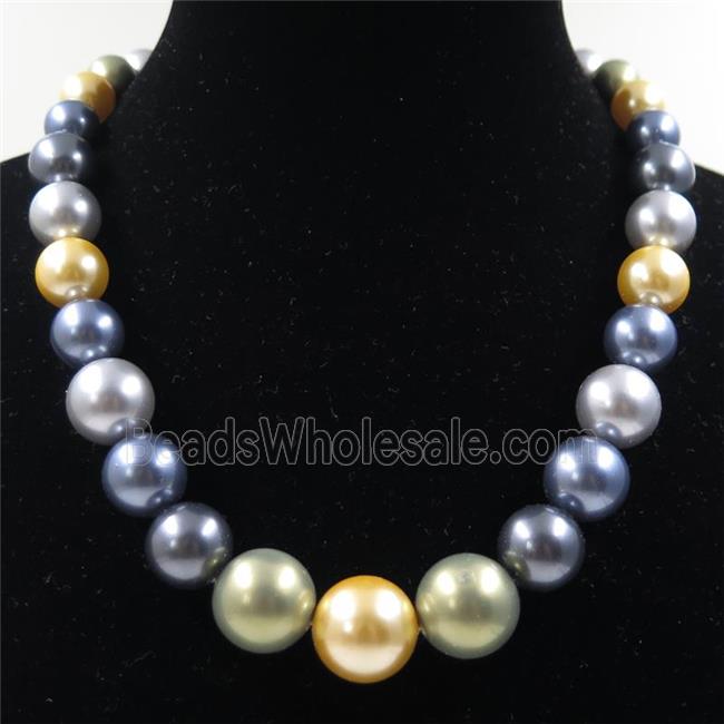 Pearlized Shell graduated Beads, round, mix color