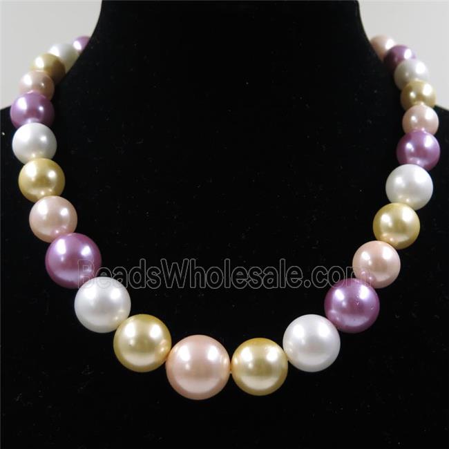 Pearlized Shell graduated Beads, round, mix color