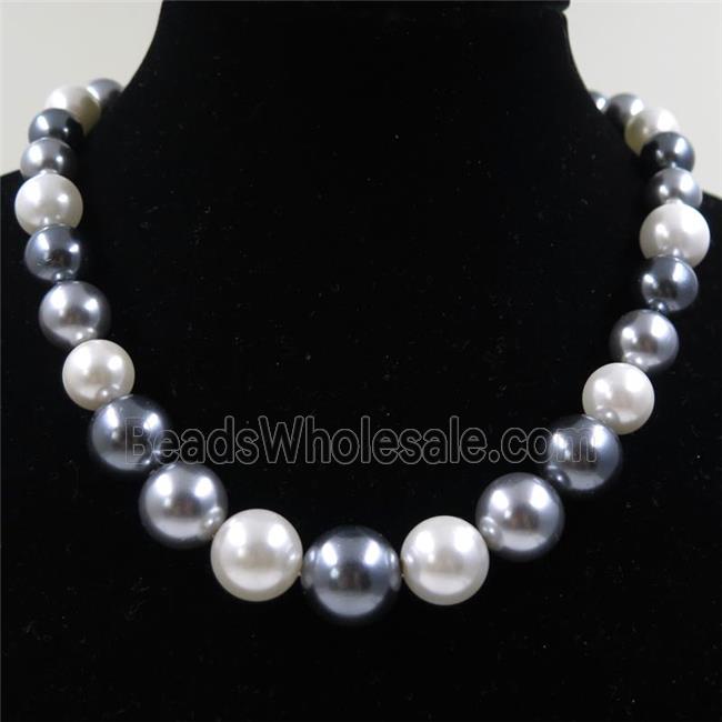 Pearlized Shell graduated Beads, round, mix color