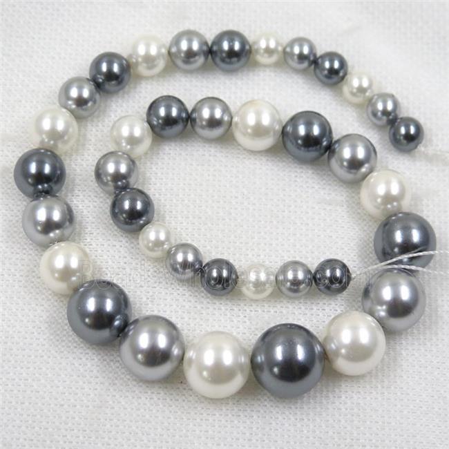 Pearlized Shell graduated Beads, round, mix color