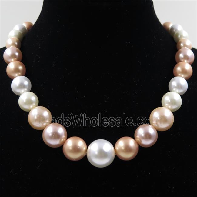 Pearlized Shell graduated Beads, round, mix color
