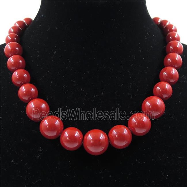 red Pearlized Shell graduated Beads, round