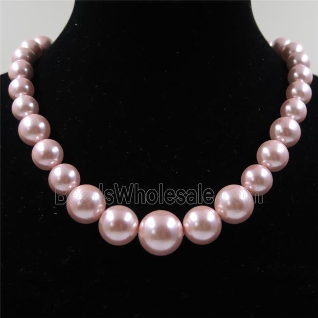 pink Pearlized Shell graduated Beads, round