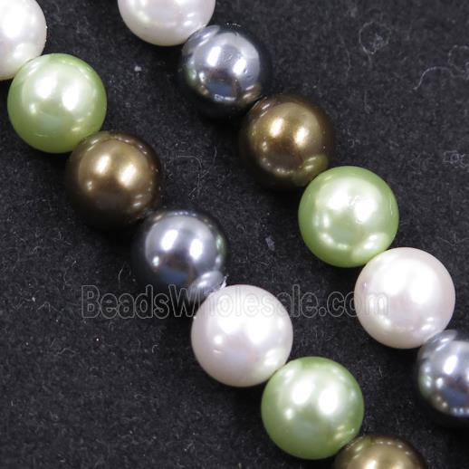 round Pearlized Shell Beads, mixed color