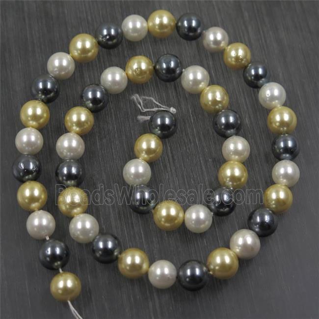 round Pearlized Shell Beads, mixed color