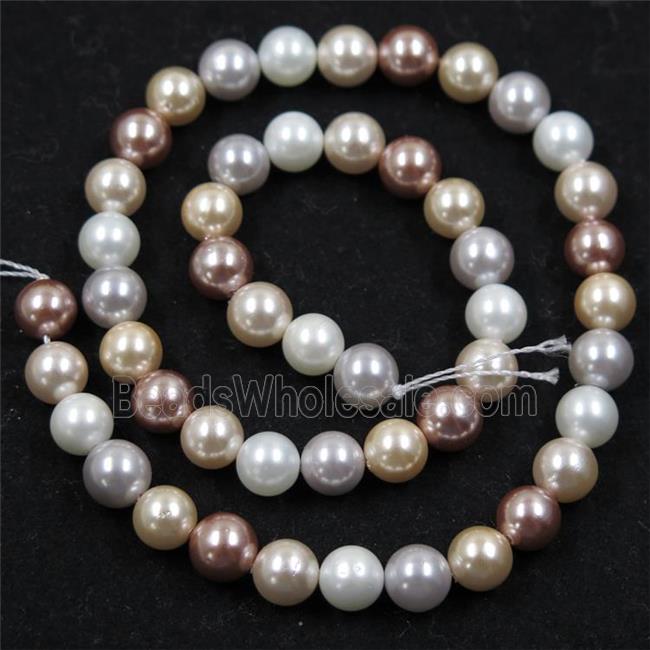 round Pearlized Shell Beads, mixed color