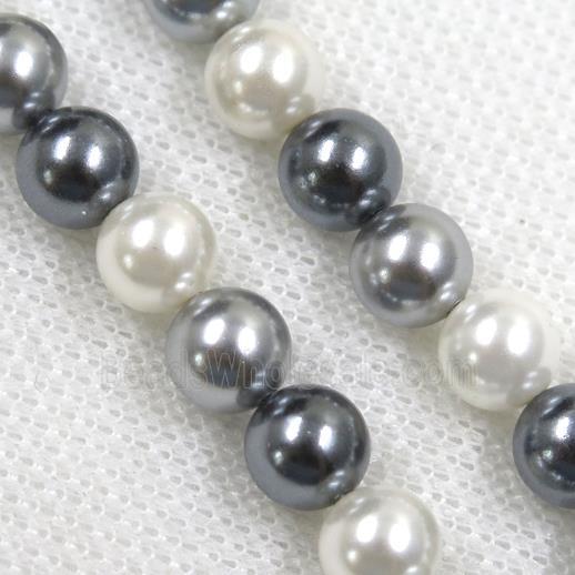 round Pearlized Shell Beads, mixed color