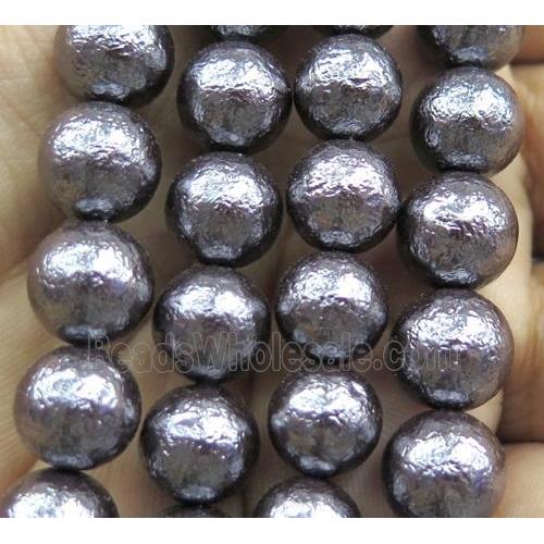 Pearlized Shell Bead, matte round, black