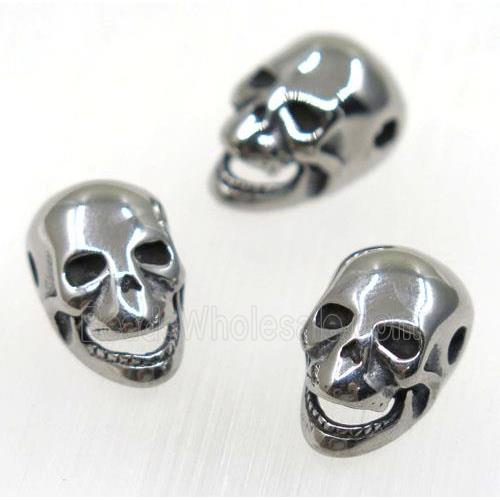 stainless steel skull beads, Antique silver