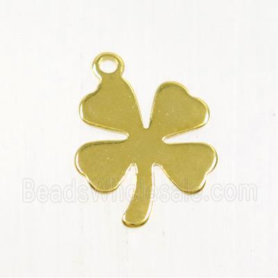 stainless steel pendant, four-leaf Clover, gold plated