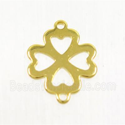 stainless steel connector, four-leaf Clover, gold plated