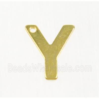 stainless steel letter Y pendant, gold plated
