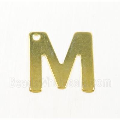 stainless steel letter M pendant, gold plated