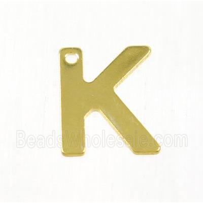 stainless steel letter K pendant, gold plated