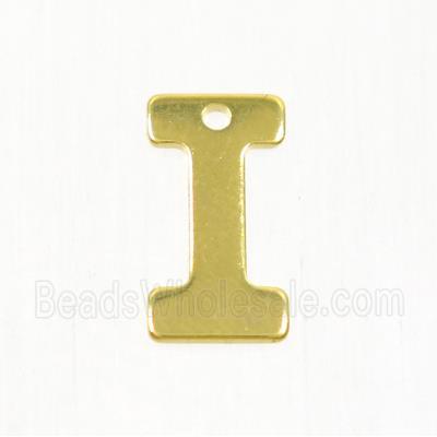 stainless steel letter I pendant, gold plated