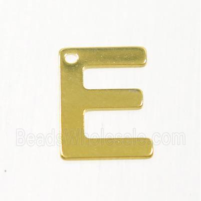 stainless steel letter E pendant, gold plated